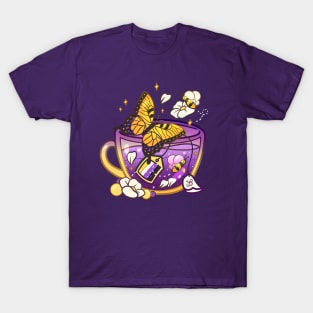 Pride Flag Teacups - Butterfly Non-Binary T-Shirt